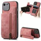 For iPhone 6 / 6s Retro Leather Zipper Wallet Back Phone Case(Pink) - 1