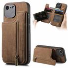 For iPhone 6 / 6s Retro Leather Zipper Wallet Back Phone Case(Brown) - 1