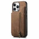 For iPhone 16 Pro Retro Leather Zipper Wallet Back Phone Case(Brown) - 2