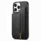 For iPhone 16 Pro Max Retro Leather Zipper Wallet Back Phone Case(Black) - 2