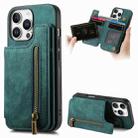 For iPhone 16 Pro Max Retro Leather Zipper Wallet Back Phone Case(Green) - 1