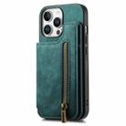 For iPhone 16 Pro Max Retro Leather Zipper Wallet Back Phone Case(Green) - 2