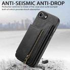 For iPhone 16e Retro Leather Zipper Wallet Back Phone Case(Black) - 3