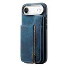 For iPhone Air Retro Leather Zipper Wallet Back Phone Case(Blue) - 2