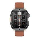 QX11 1.96 inch Color Screen Smart Watch Leather Strap Support Bluetooth Call(Brown) - 1