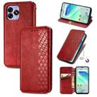 For UMIDIGI G5 Cubic Grid Pressed Magnetic Leather Phone Case(Red) - 1