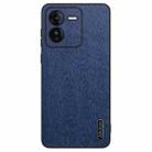 For vivo iQOO Z9 Tree Bark Leather Shockproof Phone Case(Blue) - 1