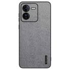 For vivo iQOO Z9 Tree Bark Leather Shockproof Phone Case(Grey) - 1