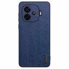 For vivo iQOO Z9 Turbo Tree Bark Leather Shockproof Phone Case(Blue) - 1
