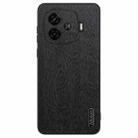 For vivo iQOO Z9 Turbo Tree Bark Leather Shockproof Phone Case(Black) - 1