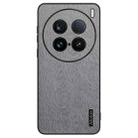 For vivo X100 Ultra Tree Bark Leather Shockproof Phone Case(Grey) - 1