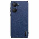 For vivo Y03 4G Tree Bark Leather Shockproof Phone Case(Blue) - 1