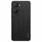 For vivo Y03 4G Tree Bark Leather Shockproof Phone Case(Black) - 1