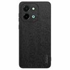 For vivo Y28 4G Tree Bark Leather Shockproof Phone Case(Black) - 1