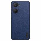 For vivo Y36T Tree Bark Leather Shockproof Phone Case(Blue) - 1
