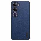 For vivo V40 Lite Tree Bark Leather Shockproof Phone Case(Blue) - 1