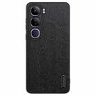 For vivo V40 Lite Tree Bark Leather Shockproof Phone Case(Black) - 1
