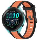 For Garmin Forerunner 265 22mm Two Color Textured Silicone Watch Band(Orange+Black) - 1