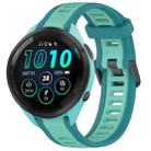 For Garmin Forerunner 265 22mm Two Color Textured Silicone Watch Band(Teal) - 1