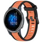 For Garmin Venu 2 22mm Two Color Textured Silicone Watch Band(Orange+Black) - 1