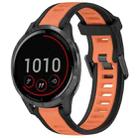 For Garmin Vivoactive 4 22mm Two Color Textured Silicone Watch Band(Orange+Black) - 1