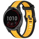 For Garmin Vivoactive 4 22mm Two Color Textured Silicone Watch Band(Yellow+Black) - 1