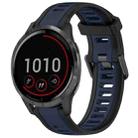 For Garmin Vivoactive 4 22mm Two Color Textured Silicone Watch Band(Midnight Blue+Black) - 1