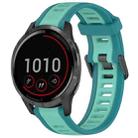 For Garmin Vivoactive 4 22mm Two Color Textured Silicone Watch Band(Teal) - 1