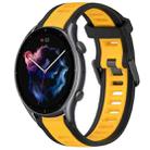 For Amazfit GTR 3 22mm Two-Color Textured Silicone Watch Band(Yellow+Black) - 1
