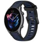 For Amazfit GTR 3 22mm Two-Color Textured Silicone Watch Band(Midnight Blue+Black) - 1