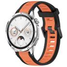 For Huawei Watch GT4 46mm 22mm Two Color Textured Silicone Watch Band(Orange+Black) - 1