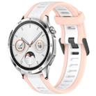 For Huawei Watch GT4 46mm 22mm Two Color Textured Silicone Watch Band(White+Pink) - 1