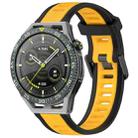 For Huawei Watch GT3 SE 22mm Two Color Textured Silicone Watch Band(Yellow+Black) - 1