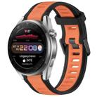 For Huawei Watch 3 Pro New 22mm Two Color Textured Silicone Watch Band(Orange+Black) - 1