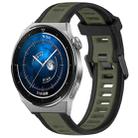For Huawei Watch GT3 Pro 46mm 22mm Two Color Textured Silicone Watch Band(Green+Black) - 1