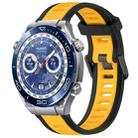 For Huawei Watch Ultimate 22mm Two Color Textured Silicone Watch Band(Yellow+Black) - 1