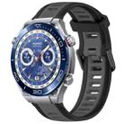 For Huawei Watch Ultimate 22mm Two Color Textured Silicone Watch Band(Grey+Black) - 1