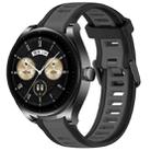 For Huawei Watch Buds 22mm Two Color Textured Silicone Watch Band(Grey+Black) - 1