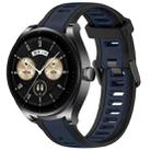 For Huawei Watch Buds 22mm Two Color Textured Silicone Watch Band(Midnight Blue+Black) - 1