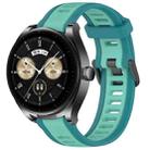 For Huawei Watch Buds 22mm Two Color Textured Silicone Watch Band(Teal) - 1