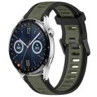 For Huawei Watch GT3 46mm 22mm Two Color Textured Silicone Watch Band(Green+Black) - 1