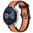 For Huawei Watch GT3 46mm 22mm Two Color Textured Silicone Watch Band(Orange+Black) - 1