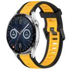 For Huawei Watch GT3 46mm 22mm Two Color Textured Silicone Watch Band(Yellow+Black) - 1