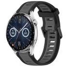 For Huawei Watch GT3 46mm 22mm Two Color Textured Silicone Watch Band(Grey+Black) - 1