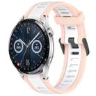 For Huawei Watch GT3 46mm 22mm Two Color Textured Silicone Watch Band(White+Pink) - 1