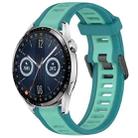 For Huawei Watch GT3 46mm 22mm Two Color Textured Silicone Watch Band(Teal) - 1