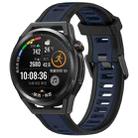 For Huawei Watch GT Runner 22mm Two Color Textured Silicone Watch Band(Midnight Blue+Black) - 1