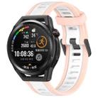 For Huawei Watch GT Runner 22mm Two Color Textured Silicone Watch Band(White+Pink) - 1