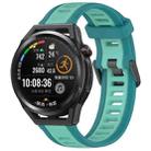 For Huawei Watch GT Runner 22mm Two Color Textured Silicone Watch Band(Teal) - 1