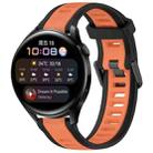 For Huawei Watch 3 22mm Two Color Textured Silicone Watch Band(Orange+Black) - 1